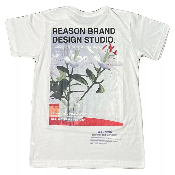 NWT Reason Design Studio Men’s Limited Edition “Built To Last” White Tee Large - Picture 5 of 7